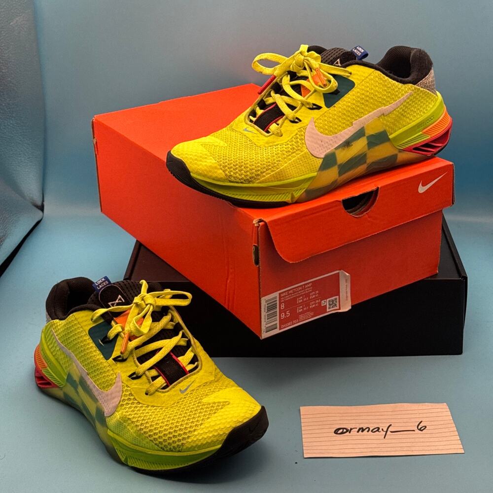 Nike Metcon 7 AMP Volt Bright Spruce Checkered m8 w9.5